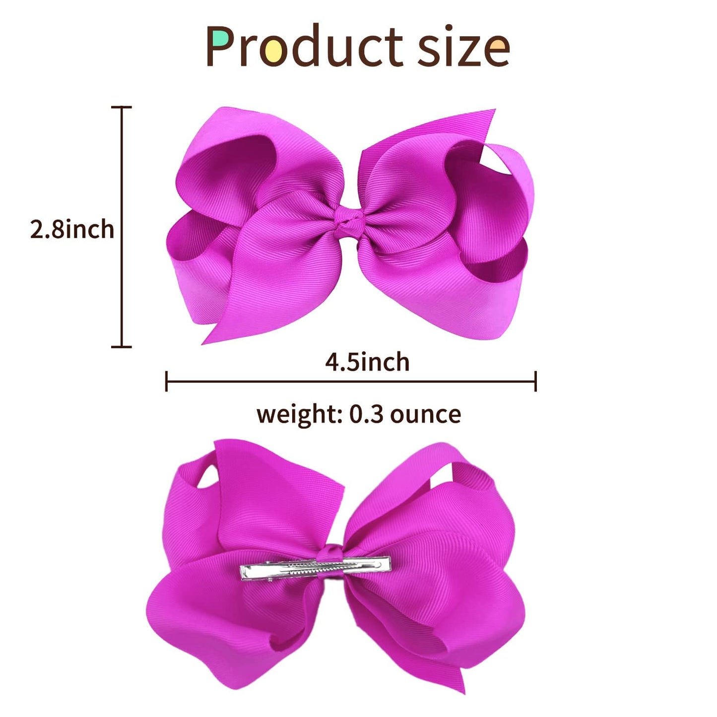 Oaoleer 40Pcs 4.5' Hair Bows Clips Grosgrain Ribbon Bows Hair Alligator Clips Hair Barrettes Hair Accessories For Baby Girls In