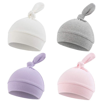 Newborn Hats For Boys Cotton Newborn Beanies Autumn Winter Infant Baby Girls Hat 0-12 Months (4Pack-B, S)