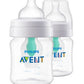 Philips Avent Anti-Colic Baby Bottle with AirFree Vent, 4oz, with Flow 1 Nipples, 0m+, 2pk, Clear, SCY701/92