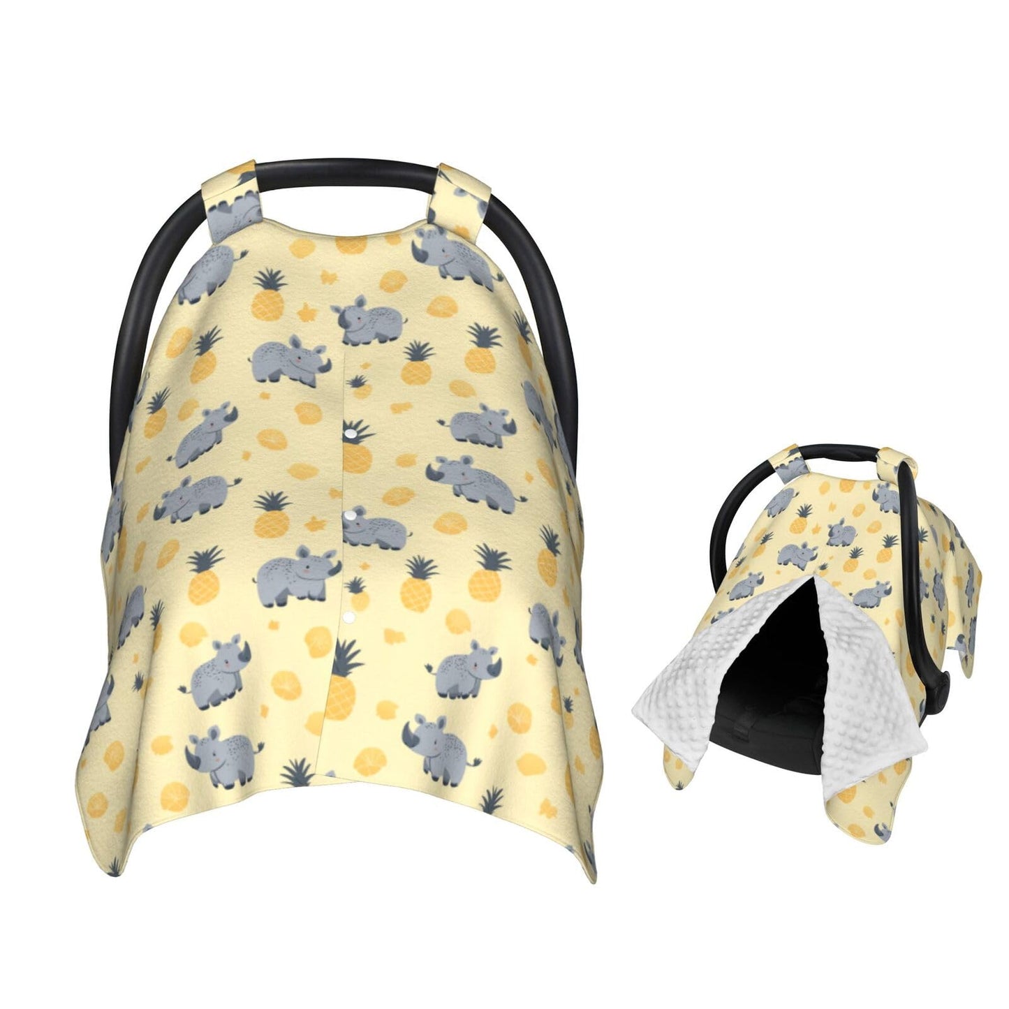 Muishi Gray Rhinos and Pineapples Baby Car Seat Canopy Nursing Cover for Newborn Car Seat Breastfeeding Covers Blanket Newborn S