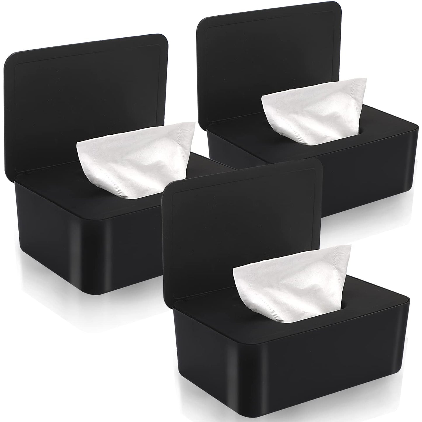 Novwang Baby Wipes Dispenser 3 Pack Wipe Holder With Lids, Keeps Wipes Fresh, Refillable Wipes Container With Sealing Design, Ba