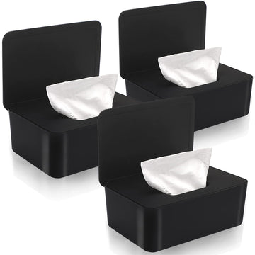 Novwang Baby Wipes Dispenser 3 Pack Wipe Holder With Lids, Keeps Wipes Fresh, Refillable Wipes Container With Sealing Design, Ba