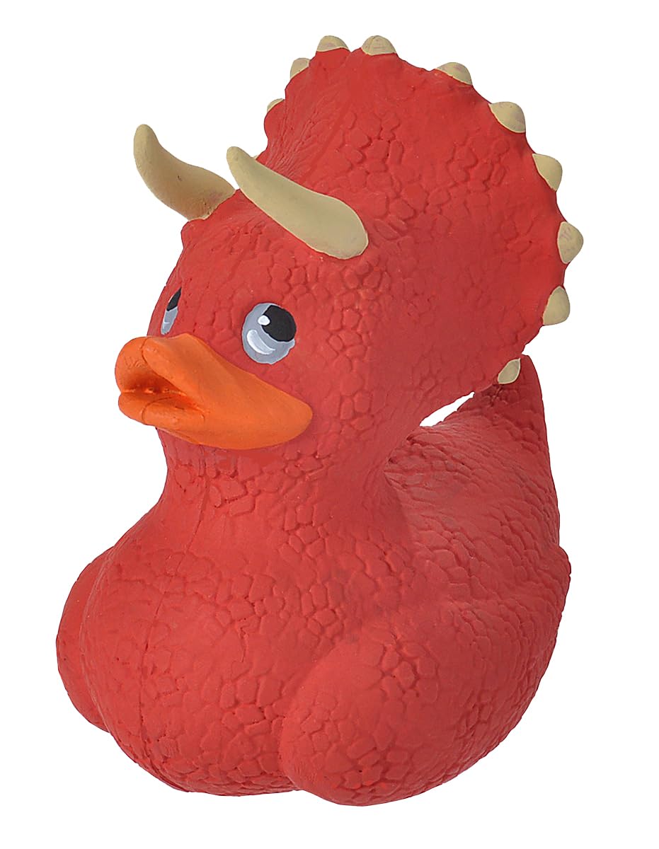 Wild Republic Rubber Ducks, Bath Toys, Kids Gifts, Pool Toys, Water Toys, Triceratops, 4