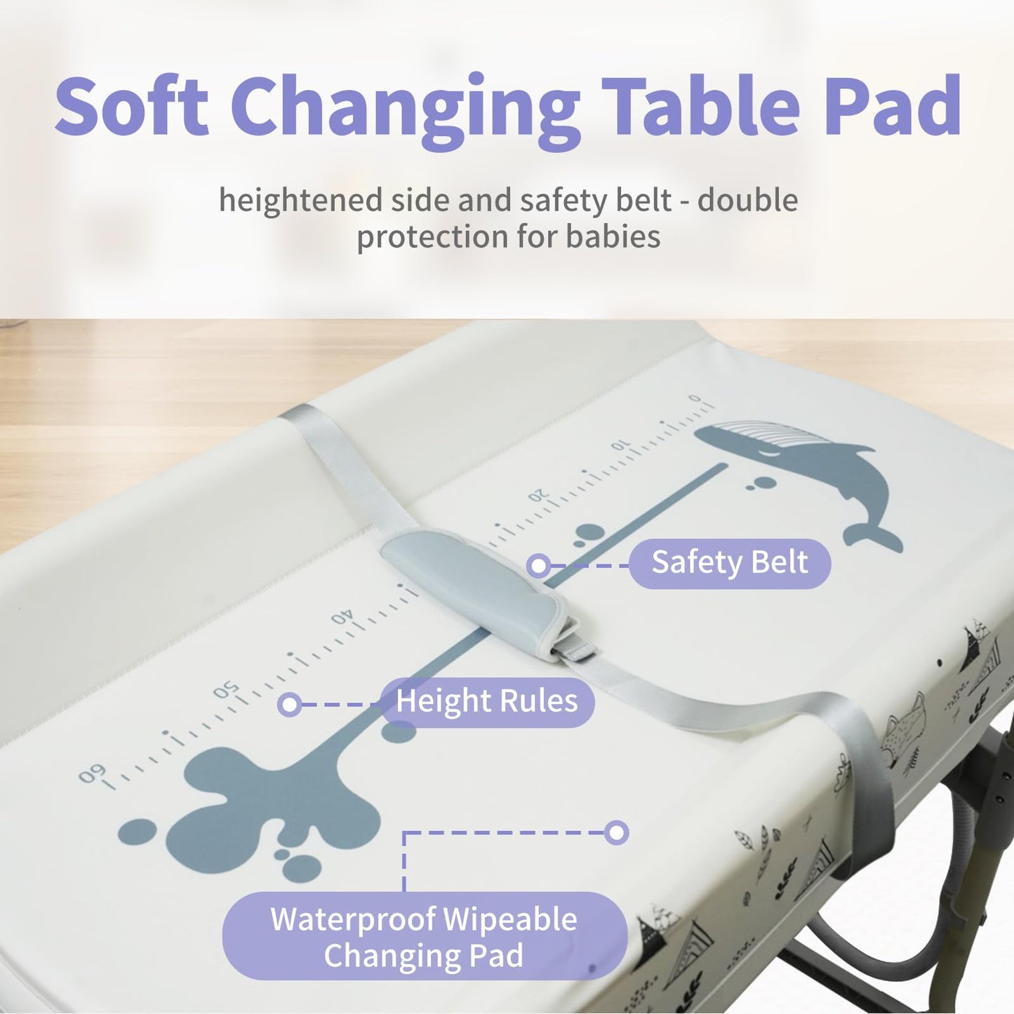 2 In 1 Baby Bathtub With Changing Table, Deygia Waterproof Diaper Changing Station Portable Changing Table Adjustable Height Nur