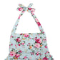 China Rose 50'S Floral Ruffles Rompers Backless Dress Bathing Suit Swimwear (0-12 Months, Light Blue)