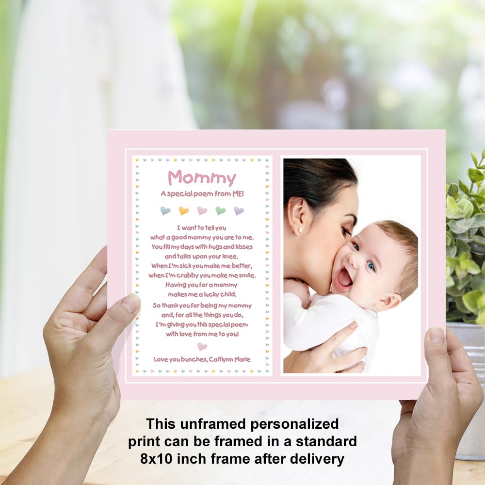 Mommy Gift From Daughter, Baby, Toddler, A Special Poem From Me, 8X10 Inch Print Personalized With Name And Photo