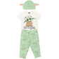 Star Wars Mandalorian Baby Yoda Baby Boys 3 Piece Outfit Set: Bodysuit Pants Hat 0-3 Months Green/White