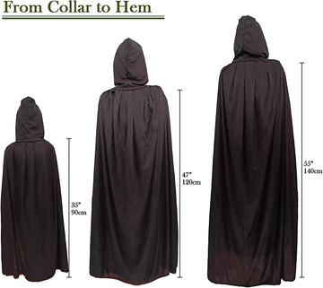 Gardeningwill Double Face 55' Red Black Hooded Halloween Easter Christmas Cloak Goth Vampire Priate Cape