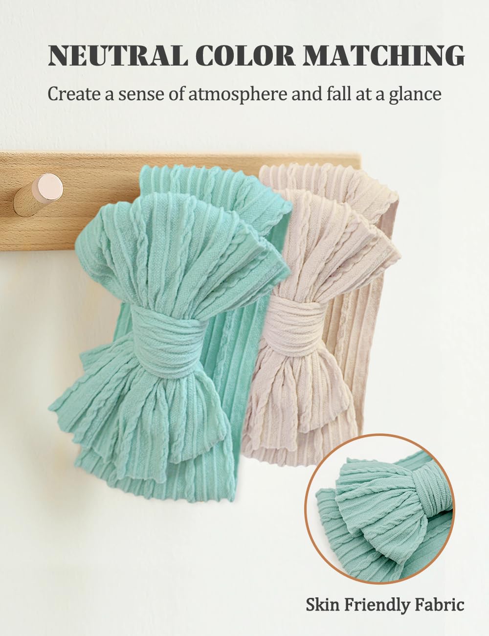 Zurlefy Nylon Blue Baby Headbands Bows, Stretchy Gray Infant Headband Bows For Baby Girls Boys Newborn Head Wraps Toddler Unisex