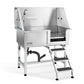 Vevor 38' Pet Dog Bathing Station W/Ramp, Professional Stainless Steel Dog Grooming Tub W/Storage Drawer, Floor Grate, Faucet,