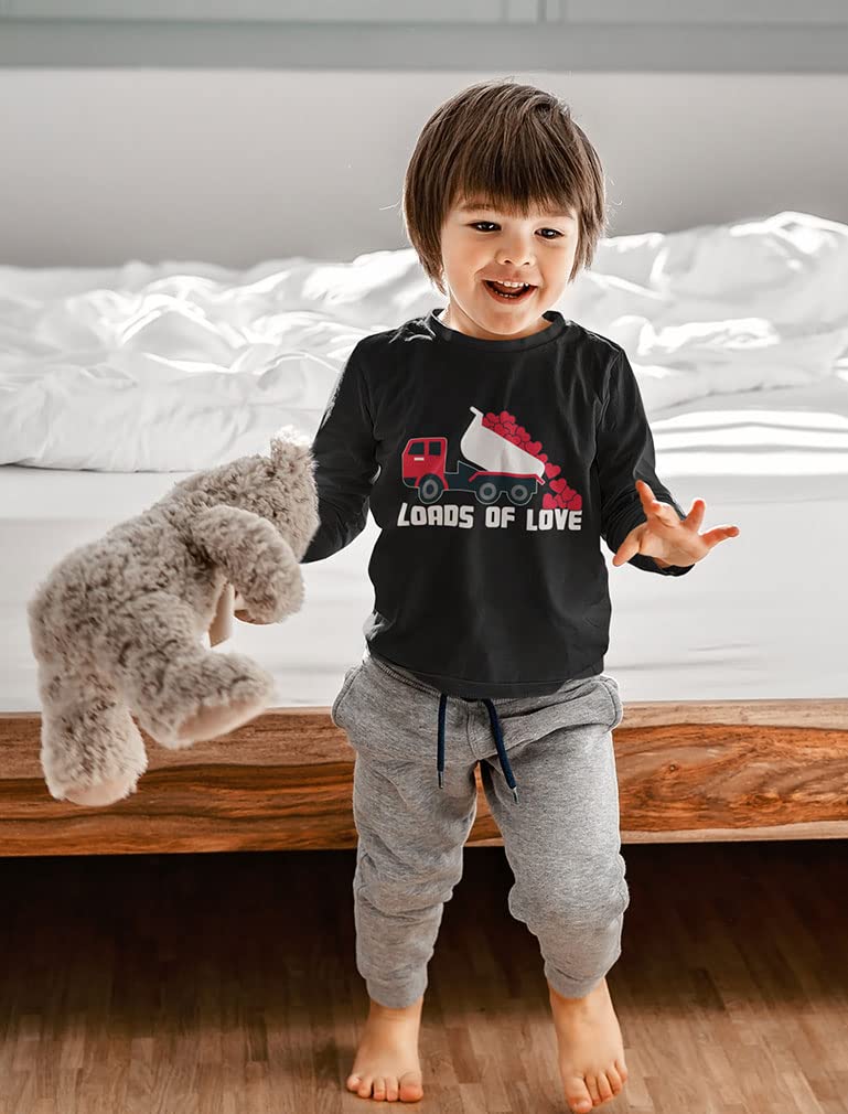 Valentines Day Dump Truck Loads Of Love Toddler Kids Long Sleeve T-Shirt 3T Black