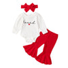 Adxsun Baby Girl Valentine'S Day Outfits Heart Print Romper+Flared Pants+Headband Infant Clothes 0-18 Months