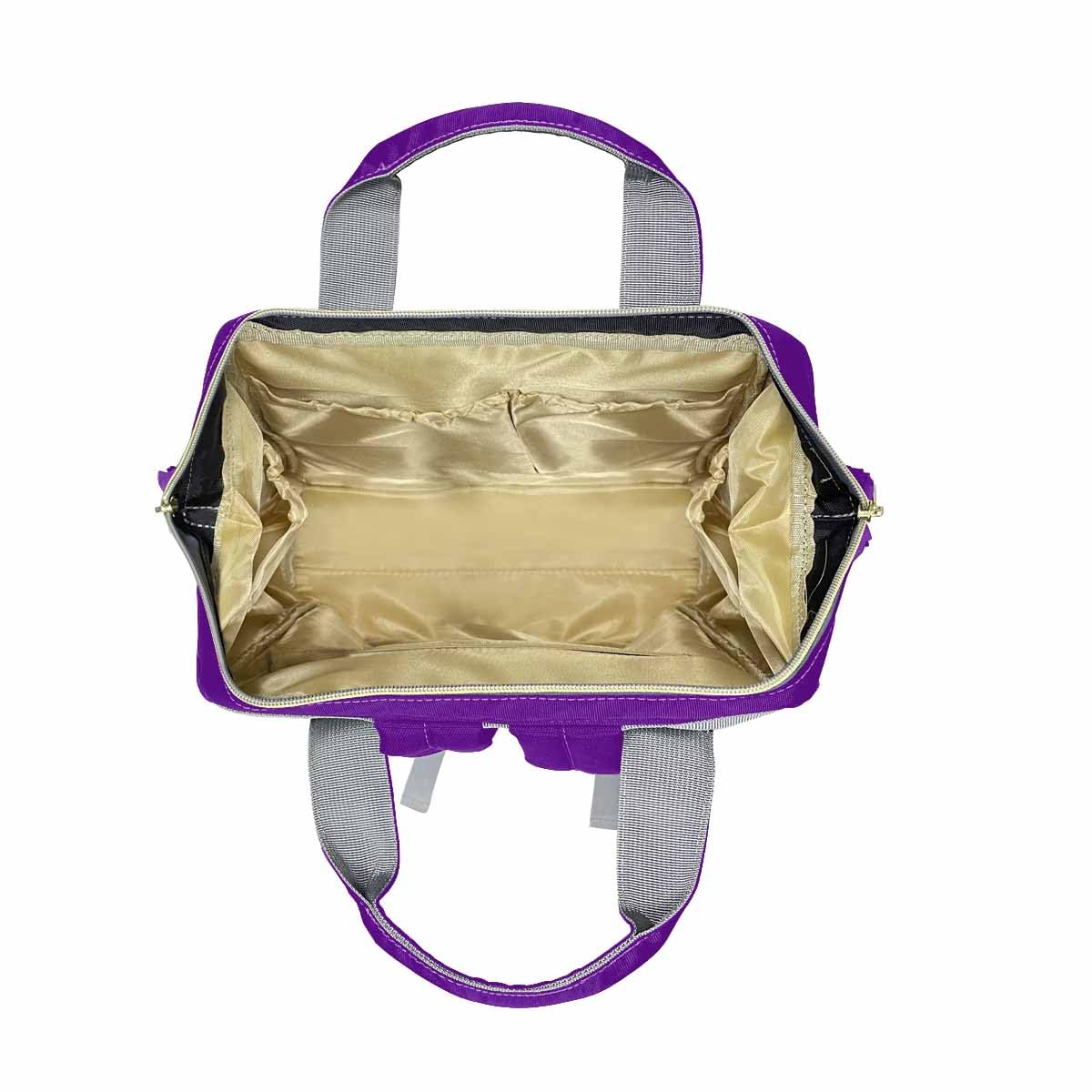 Artsadd Custom Diaper Bag For Mom, Customized Purple Glitter Print Tote Bag For Women Personalized Mommy Nursing Bags Nappy Casu