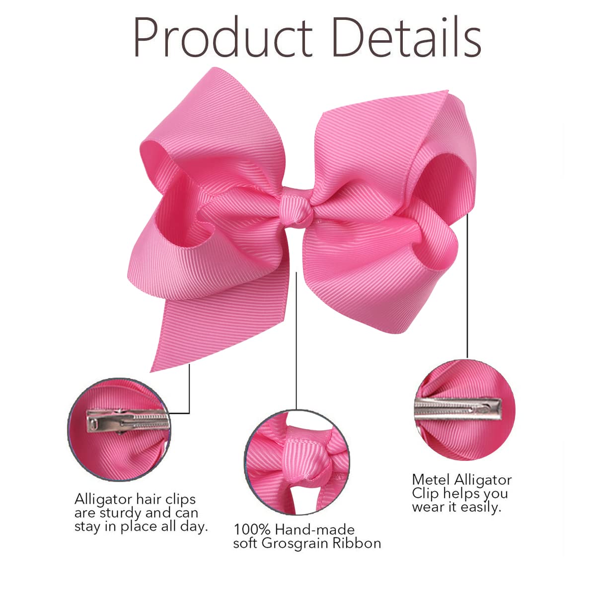 30Pcs Big 6 Inch Hair Bows For Girls Grosgrain Ribbon Toddler Hair Accessories With Alligator Clips For Toddlers Infants Girls K