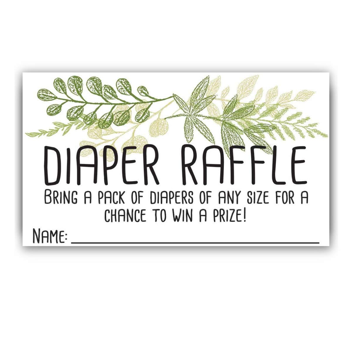 Diaper Raffle Tickets - Botanical - Set Of 50 Double-Sided Raffle Cards - Blank Baby Shower Stationery - Fun And Colorful Baby S