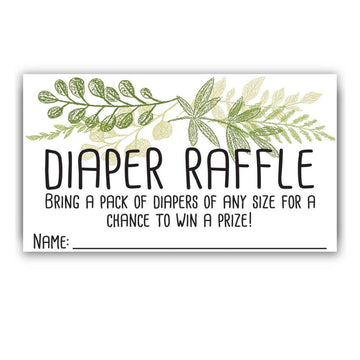 Diaper Raffle Tickets - Botanical - Set Of 50 Double-Sided Raffle Cards - Blank Baby Shower Stationery - Fun And Colorful Baby S