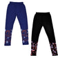 IndiWeaves Girls Cotton Printed Leggings (Black/Blue_56 Years) Pack of 2