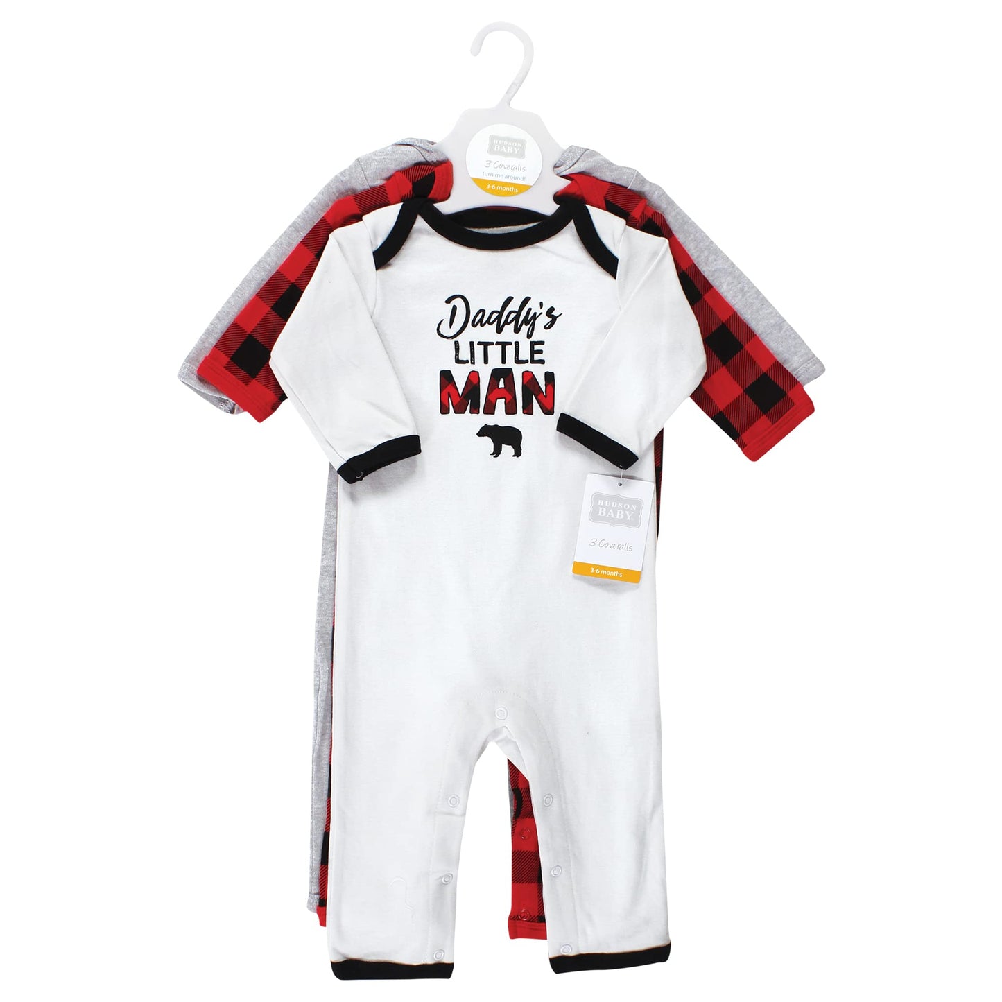 Hudson Baby Girls Unisex Cotton Coveralls, Buffalo Plaid Family, 6-9 Months, Buffalo Plaid Family, 6-9 Months Us