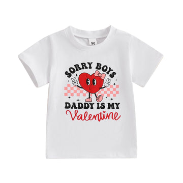 farrubbyine8 Baby Boy Girl Outfit Letters Heart Graphic Tee Shirts Tops Toddler Boy Shirt (White Daddy, 2-3 Years)