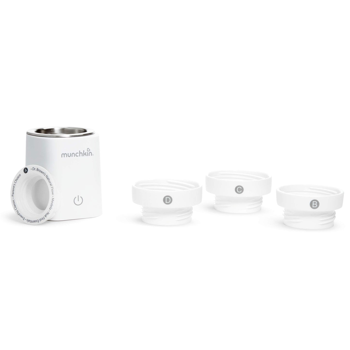 Munchkin 98 Digital Bottle Warmer (Plug-in) with Four Adapters - Fits Most Baby Bottles, White, 1 Count (Pack of 1)