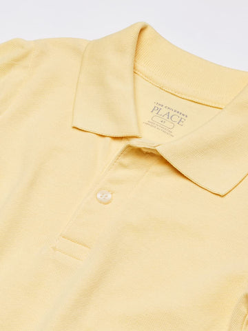 The Children'S Place Boys Baby And Toddler Uniform Long Sleeve Pique Polo Shirt, New Yellow, 2T Us