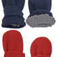 N'Ice Caps Baby Toddler Mittens Kids 2 Pairs Fleece Gloves Winter Warm Sherpa Lined (Navy/Red - Infant No Thumbs, 6-18 Months)