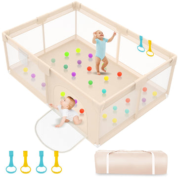 Abdtech Playpen for Babies and Toddlers 71x59inch - Extra Large Baby Gate Play Pen with Soft Breathable Mesh Cover - Indoor and 