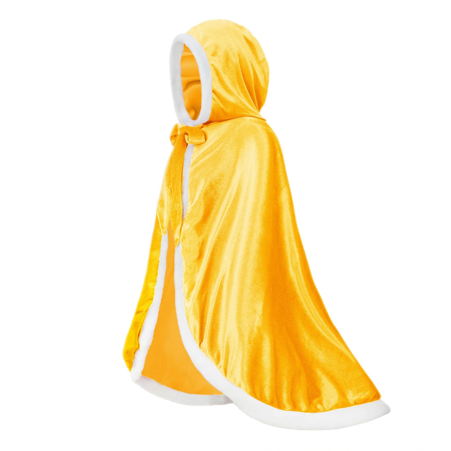 Century Star Girl Fur Princess Cape With Hood Girls Cloak For Little Girls Christmas Yellow 4-5 Years