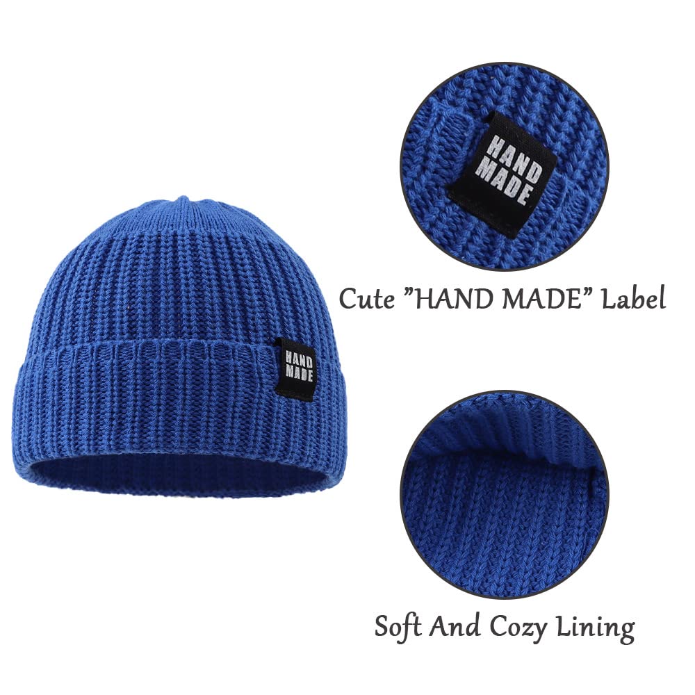 Simple Knitted Baby Beanie Hip-Hop Boys Winter Hat Toddler Kids Bonnet For Girl 0-5Y (3Pcs-H, M)
