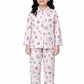 Chiclift Girls Night Suit Pajama Set, Pink, Long Sleeve, Space Printed Pattern with Cartoon Design  (2 Years3 Years)