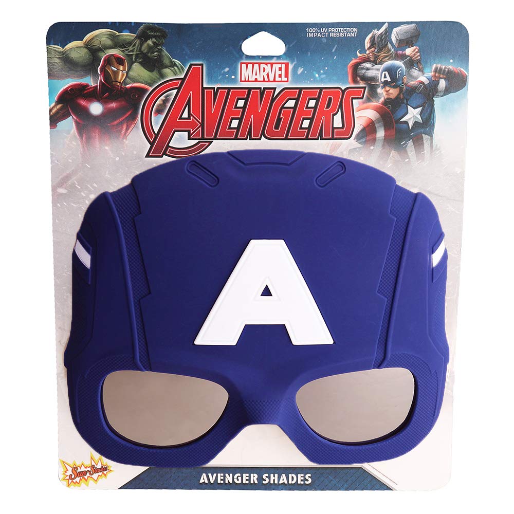 Sun-Staches Marvel Official Captain America Sunglasses | Costume Accessory Mask | Uv400 | One Size Fits Most