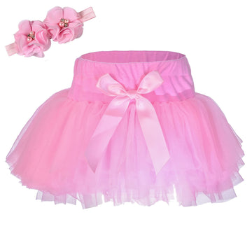 Baby Girls'Tutu Skirt With Shorts Newborn Toddler Tulle Skorts 0-24 Months Pink