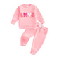 mlpeerw Toddler Baby Girl Valentines Outfit 3 6 9 12 18 24 Months Long Sleeve Sweatshirt Pants Set Cute Spring Clothes (B Bow Lo