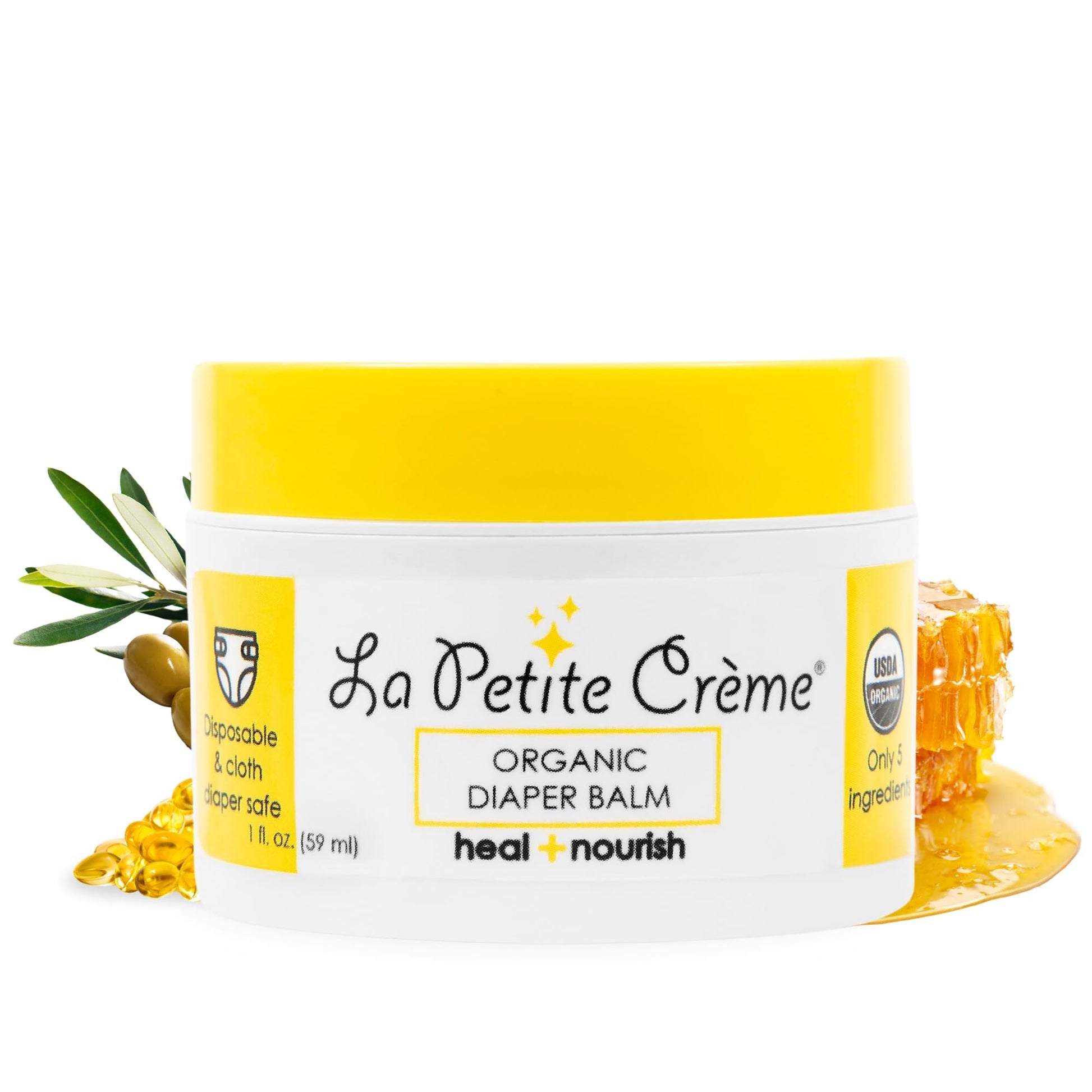 La Petite Creme French Organic Diaper Balm (1 oz) - Healing & Nourishing Diaper Cream - Gentle & Safe Liniment Baby Lotion - USD