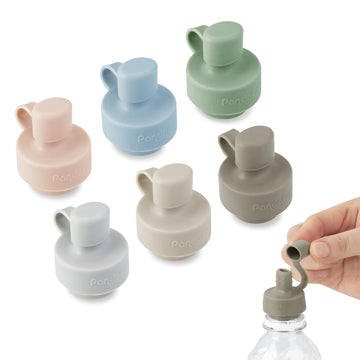 Pandaear 6 Pack Updated Silicone Water Bottle Cap, Baby No Spill Bottles Top Spout Adapter For Toddlers Kids, Bpa Free & Leak-Pr