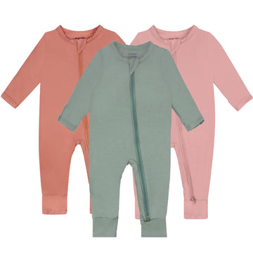 Guisby Unisex Baby Footlesspajamas With Zipper - Rayon Long Sleeve 3 Pack Sleepers 0-3 Months