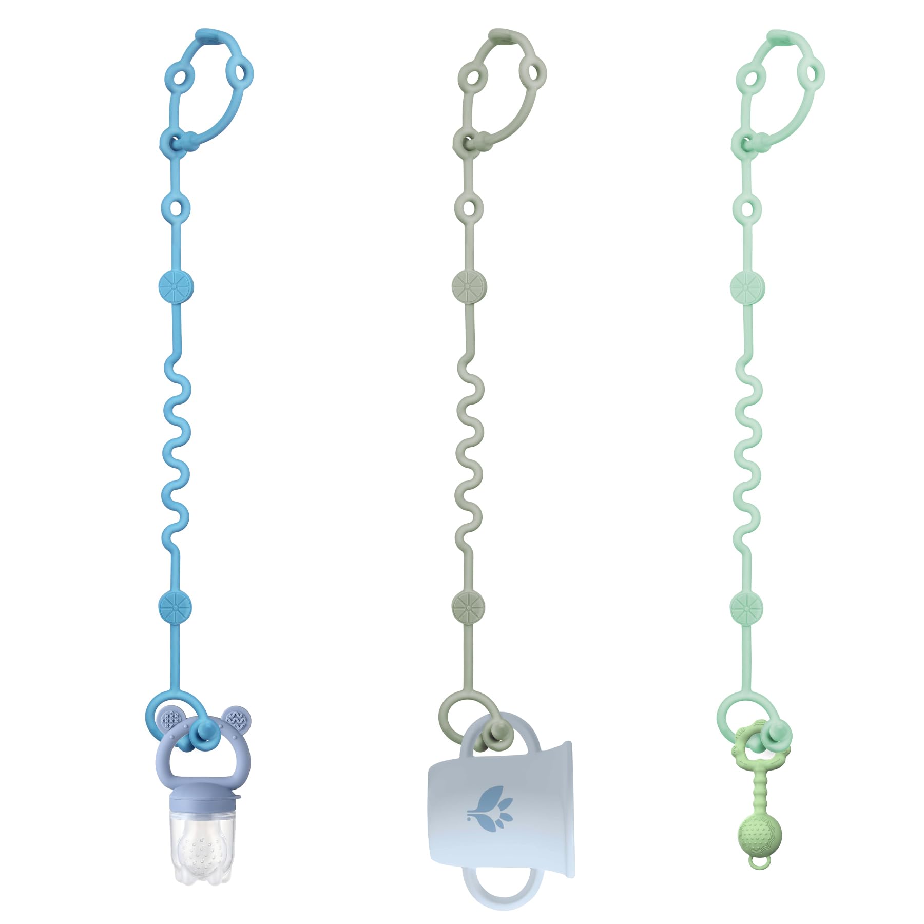 Littlehugs Toy Straps For Baby, Boy-3Pcs Adjustable Toy Holder For Stroller Accessories, Silicone Baby Tether Pacifier Clip, No