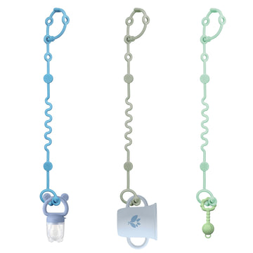Littlehugs Toy Straps For Baby, Boy-3Pcs Adjustable Toy Holder For Stroller Accessories, Silicone Baby Tether Pacifier Clip, No