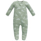 Owlivia Organic Cotton Baby Pajamas, Boys Girls Zip Front Sleep 'N Play, Footed Sleeper, Long Sleeve (Newborn, Feather)
