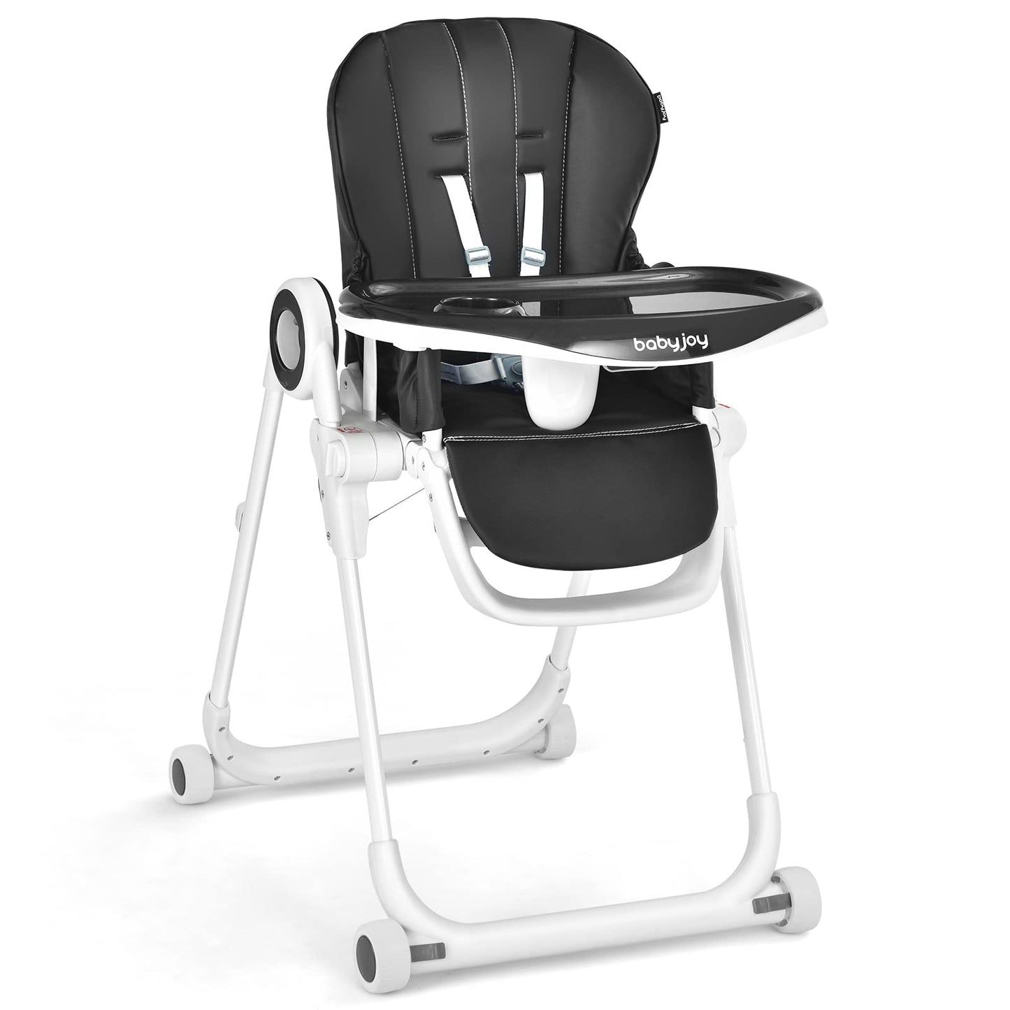 BABY JOY High Chair for Babies & Toddlers, Foldable Highchair with Adjustable Backrest/Footrest/Seat Height, Double Removable Tr