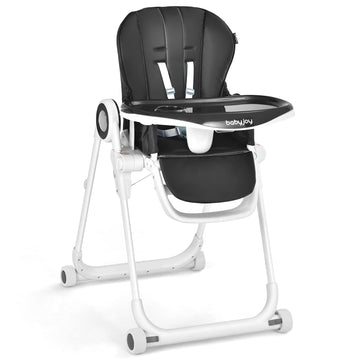 BABY JOY High Chair for Babies & Toddlers, Foldable Highchair with Adjustable Backrest/Footrest/Seat Height, Double Removable Tr