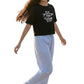 SHAIRA FASHION Girls Cotton Oversized Fit Crop Printed Top and Pant Pajama Set (Black, Blue, 1213 Years)