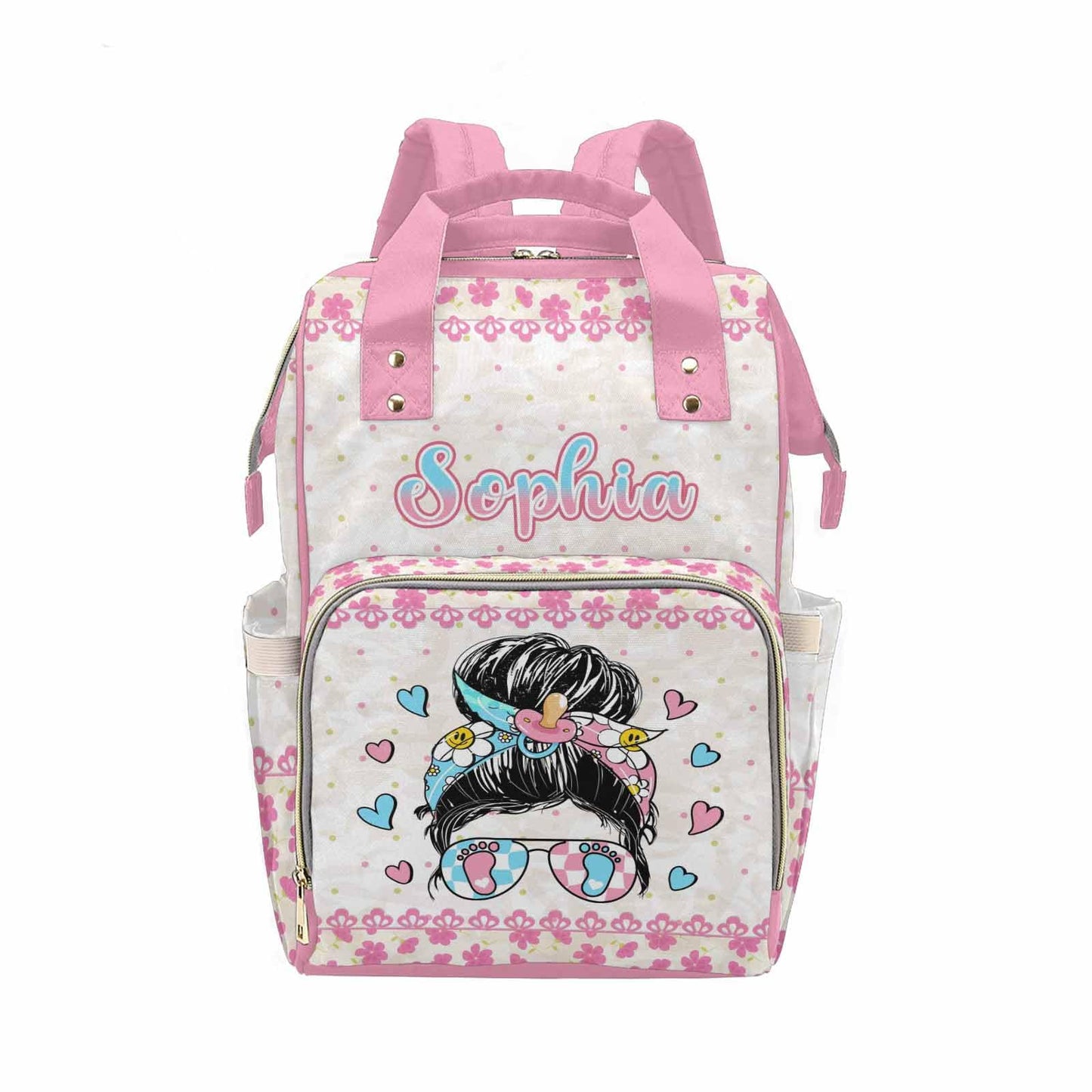 M Yescustom Custom Cute Diaper Bag Backpack For Girls Boys Large Capacity With Pockets Personalized Baby Diaper Bags For Mom Wat