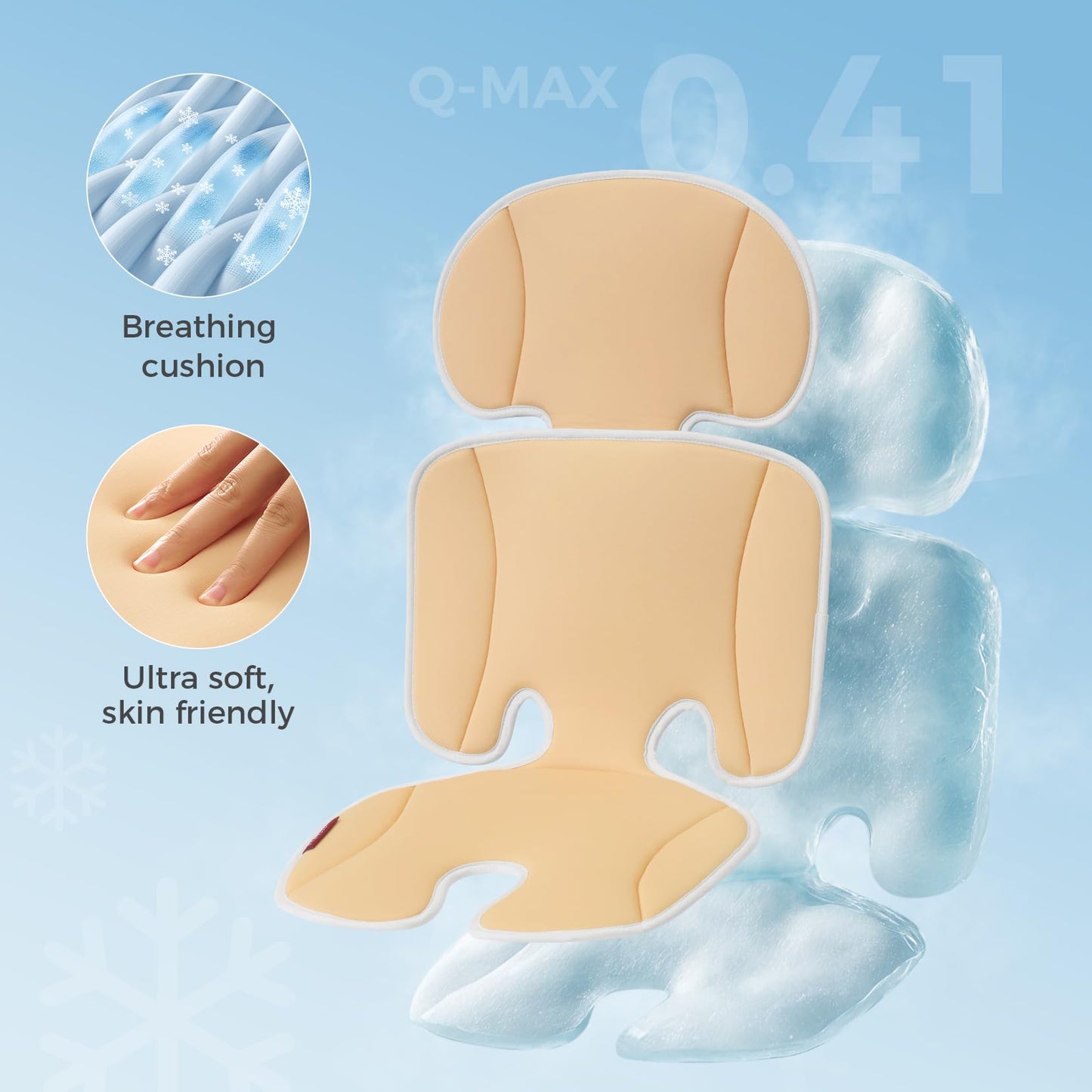 Momcozy Stroller Cooling Pad | Universal Soft Cooler Pad, Breathable & Adjustable Car Seat Liner | Detachable 2-Piece Cooling Cu