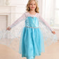 Itvti Little Girls Princess Costume Blue Cosplay Dress Up For Halloween Party With Accessories, Blue, 2-3 Years (Label 100)