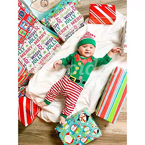 Happidoo Baby Boy Christmas Outfit Xmas Clothes Newborn Elf Bodysuit (Green,0-3 Months)