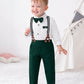 Disaur Toddler Boy Suits Gentleman Wedding Outfits,Formal Dress Shirt+Bowtie +Suspender Pants 12Months-5T(Green D,2-3T)