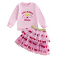Kayotuas Toddler Baby Girl Valentines Outfit XOXO Heart Sweatshirt and Tulle Tutu Skirts Set Cute Spring Party Dress Clothes (Pi
