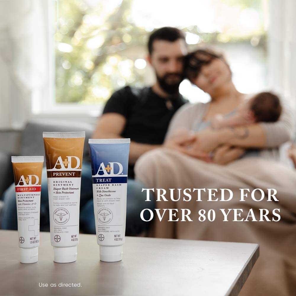 A+D Original Diaper Rash Ointment, Skin Protectant With Lanolin And Petrolatum, Seals Out Wetness, Helps Prevent Baby Diaper Ras