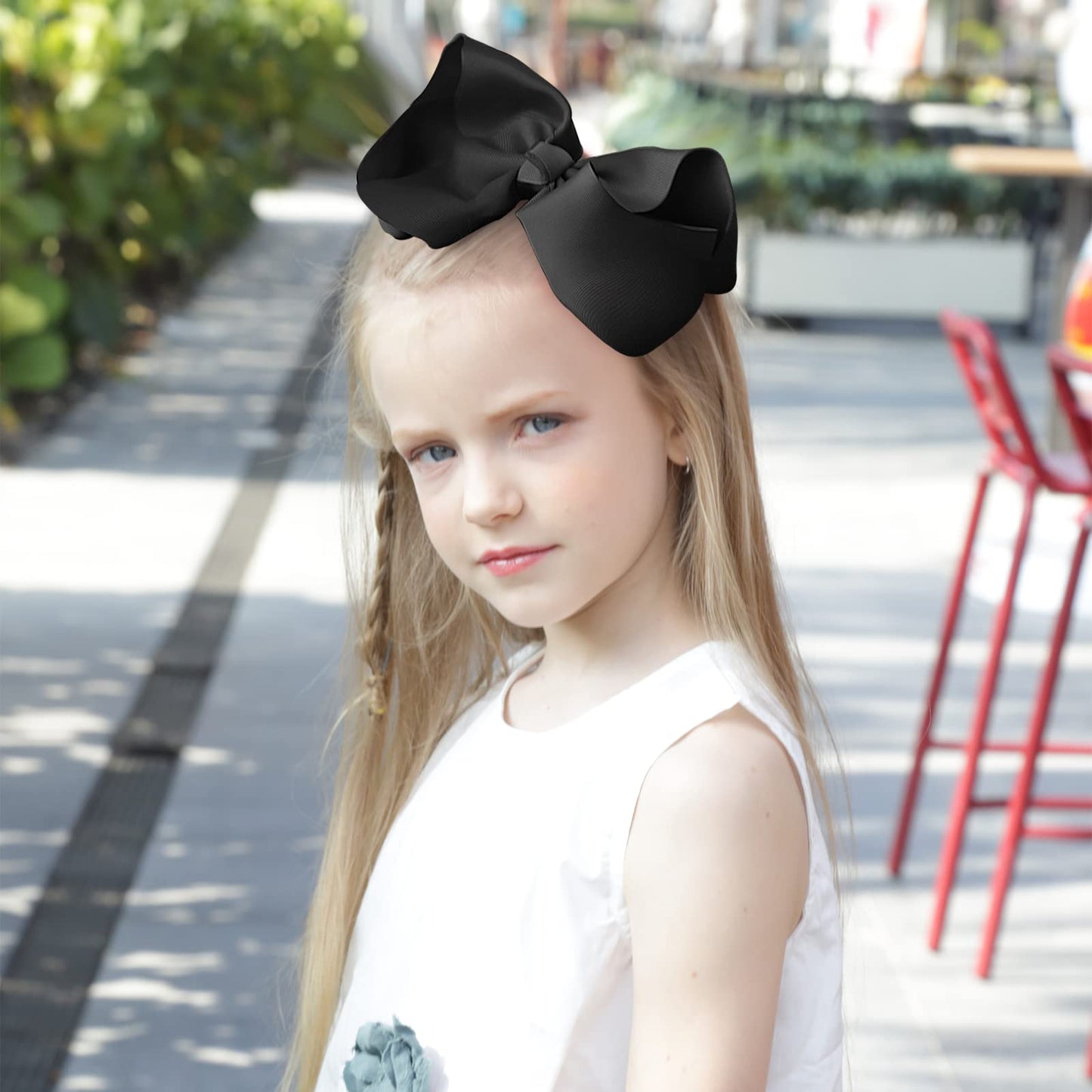 Oaoleer 8Pcs Hair Bows For Girls Black Grosgrain Ribbon Boutique Bow Alligator Clips Hair Accessories For Toddlers Little Girls